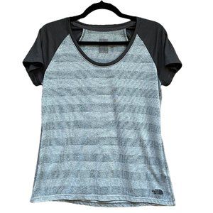 The NORTHFACE Shirt Gray Striped Cut Out Flash Dry T Shirt Top